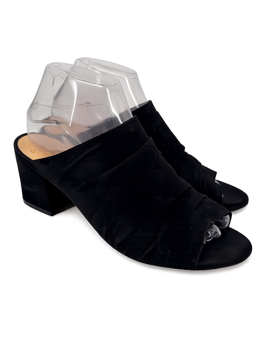 Alexandre Birman Black Ruched Suede Heel Mules 40